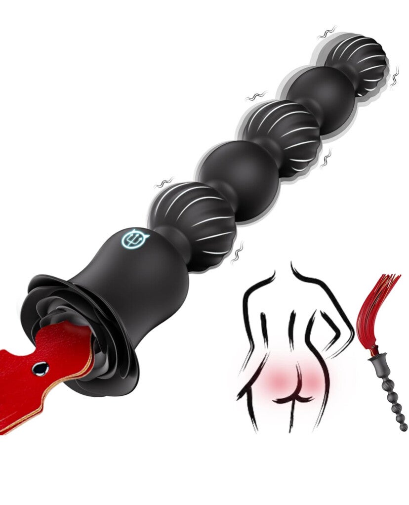 Vibrating Anal Beads Butt Plug with Sex Whip