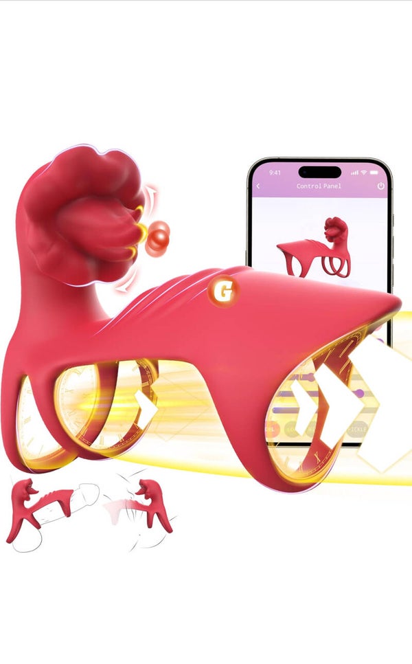 Vibrating Cock Ring with Tongue Clitoral Vibrator