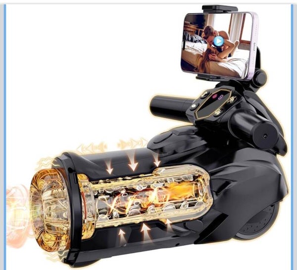 Automatic Thrusting Male Masturbator with Suction, Vibration & Heating, 9 Interactive Modes, Motorcycle-Inspired Design,