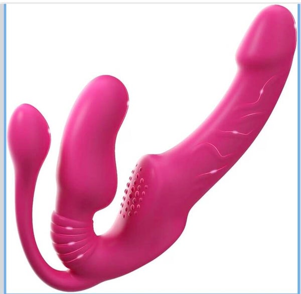 Strapless Strap On Vibrator Triple Headed Strapon Dildos