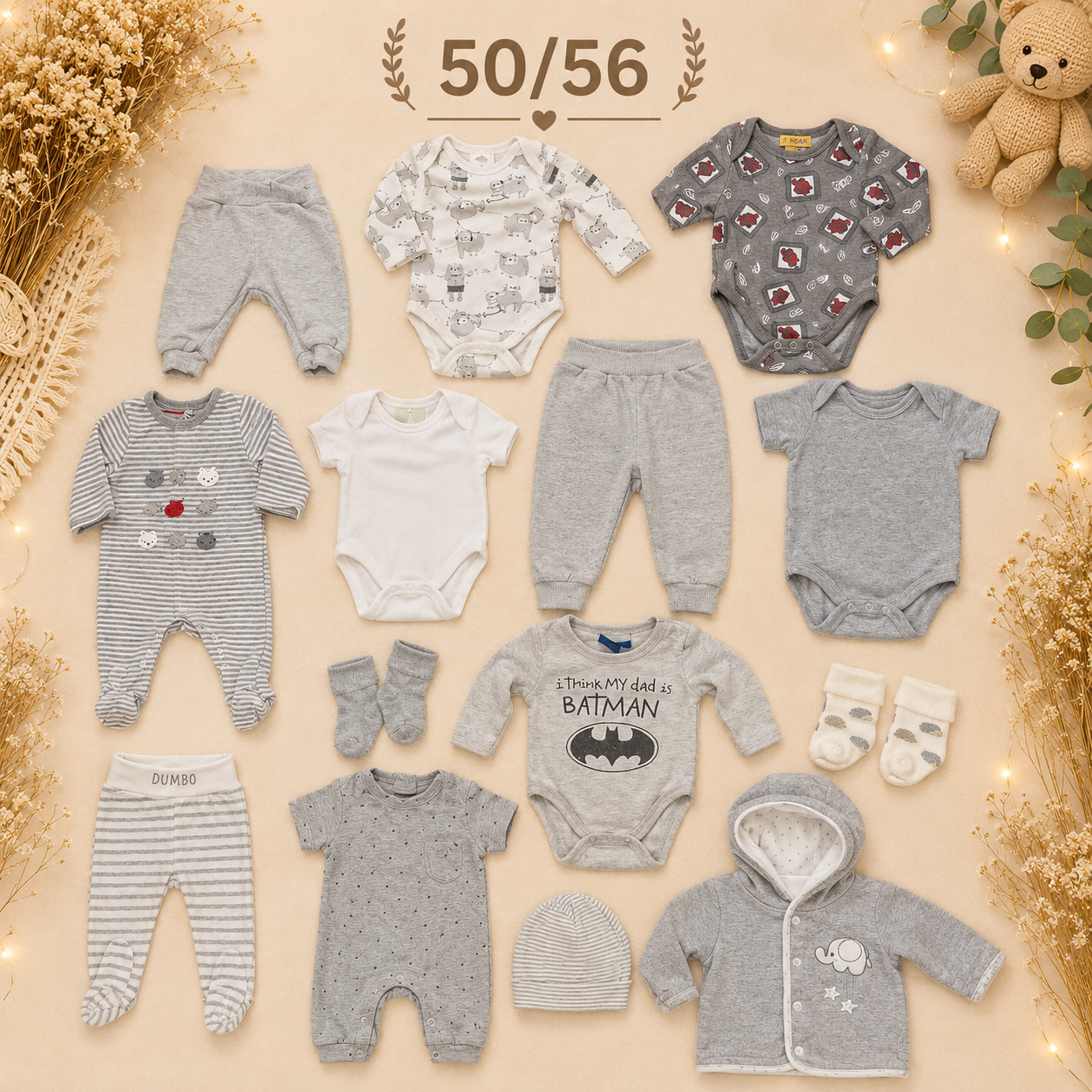 Baby Kleiderset grau 50/56