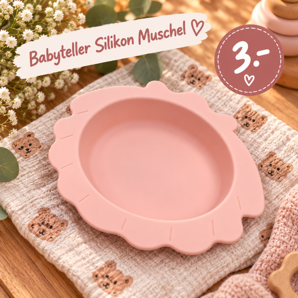 Babyteller Silikon Muschel rosa