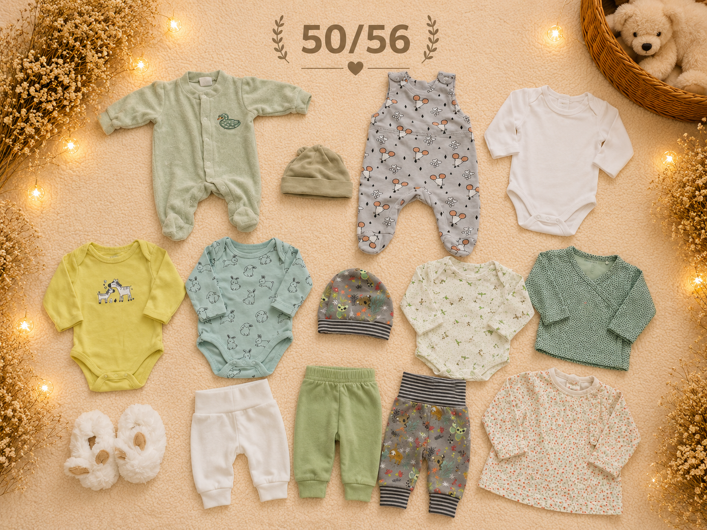 Babykleiderpaket in türkis/grau 50/56
