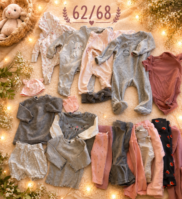 Babykleider Set in Rosa/grau 62/68