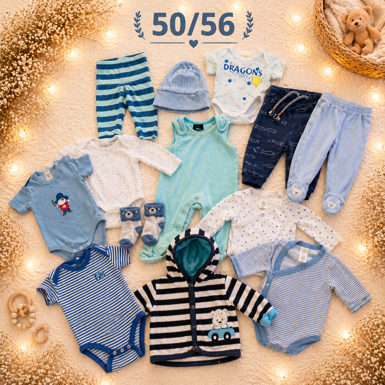 Babykleiderpaket blau 50/56