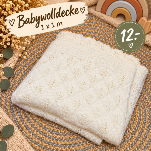 Babywolldecke weiss 1m x 1m