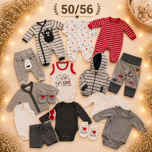 Babykleiderpaket grau/rot 50/56