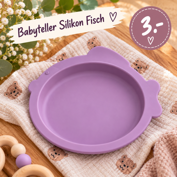 Babyteller Fisch lila Silikon