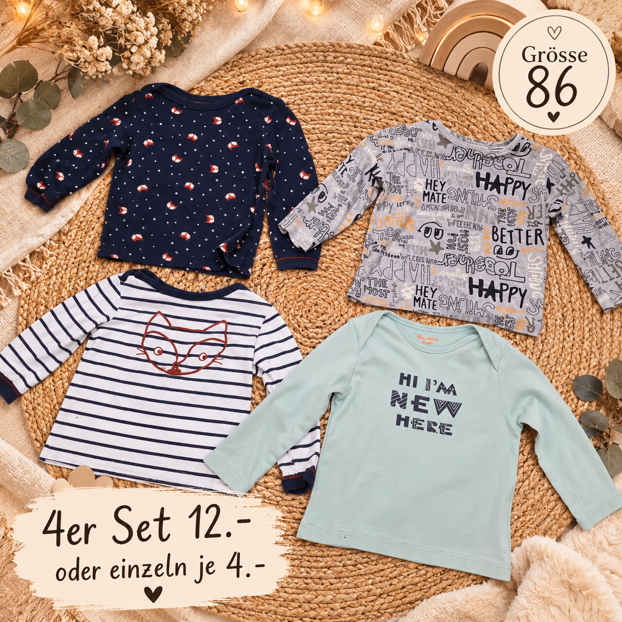4er Set Shirt Gr. 86
