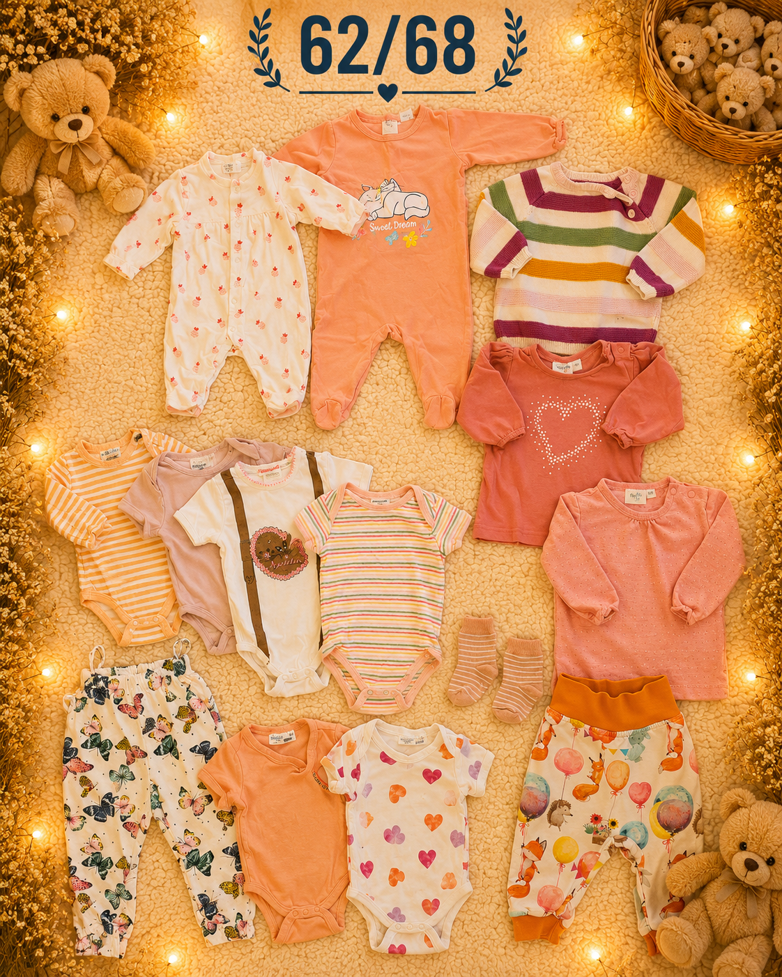 Babykleider Set in Lachs 62/68