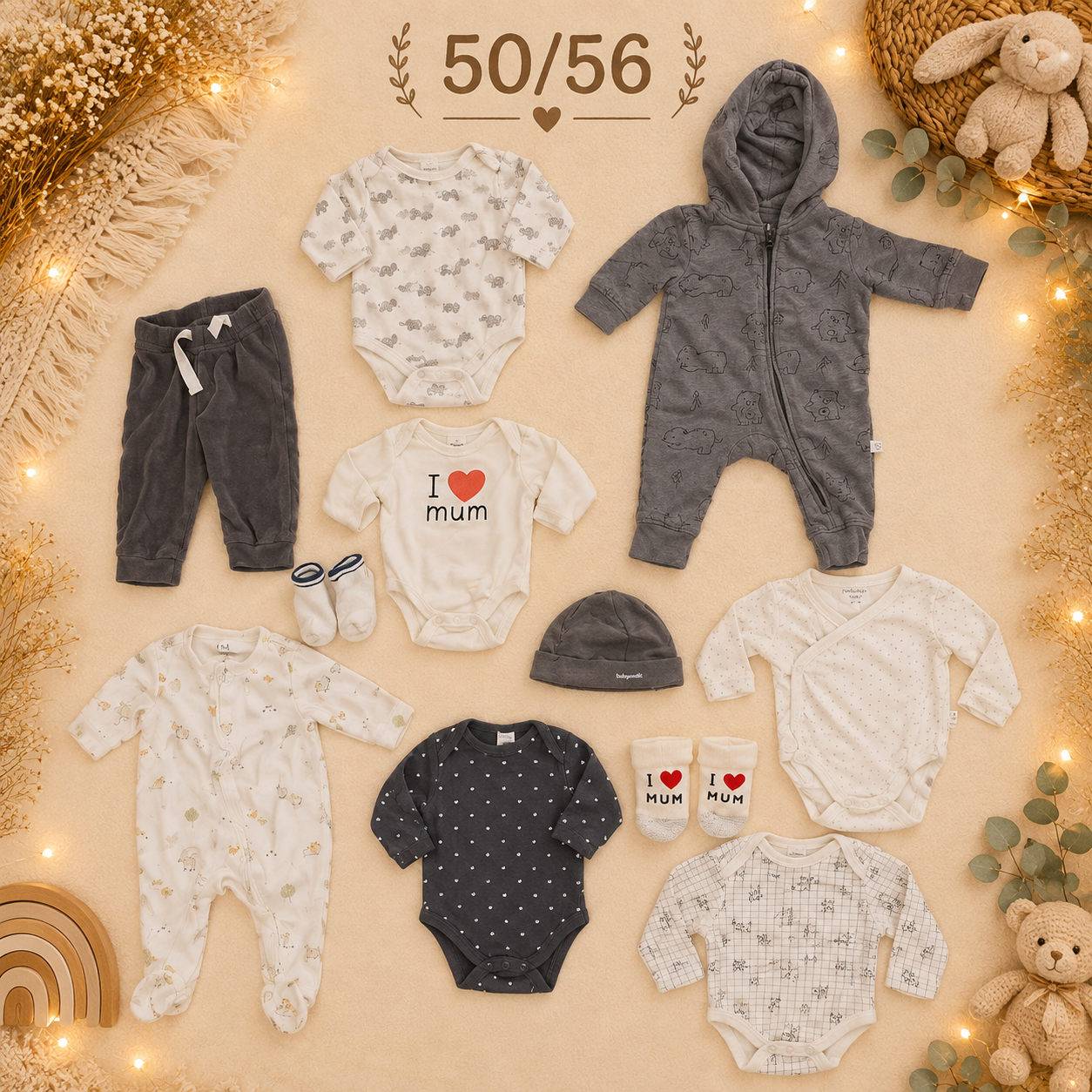 Baby Kleiderset grau 50/56
