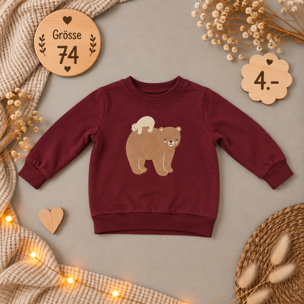Weinroter Pullover Mutterbär 74