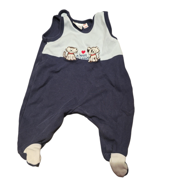 Strampler blau Hund & Katze 56