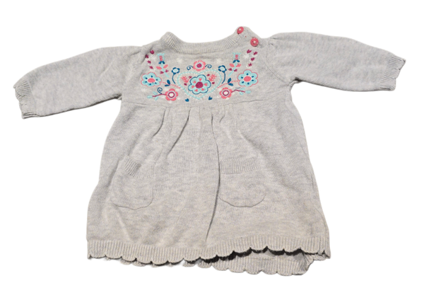 Babystrickkleidchen grau 56