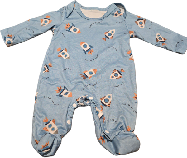 Babystrampler blau Rakete 62