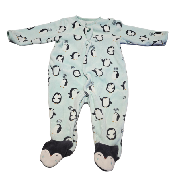 Babystrampler Pinguin türkis 68