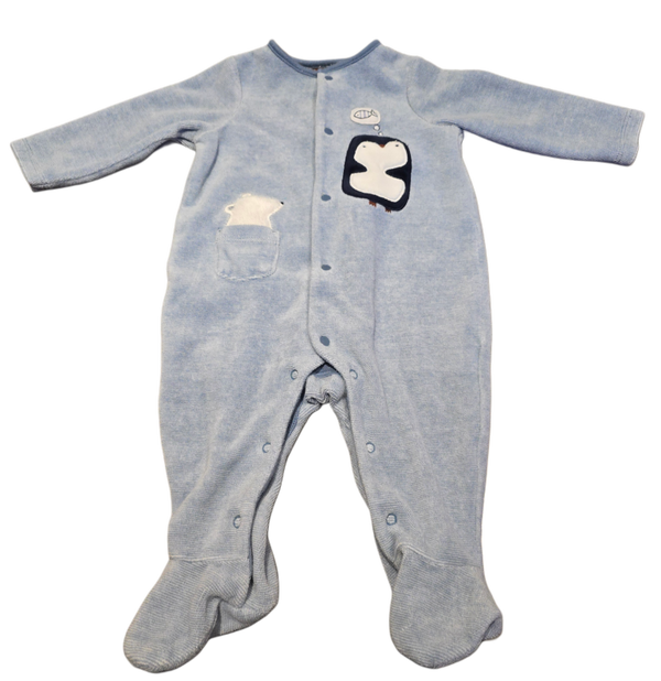 Babystrampler blau Pinguin 68