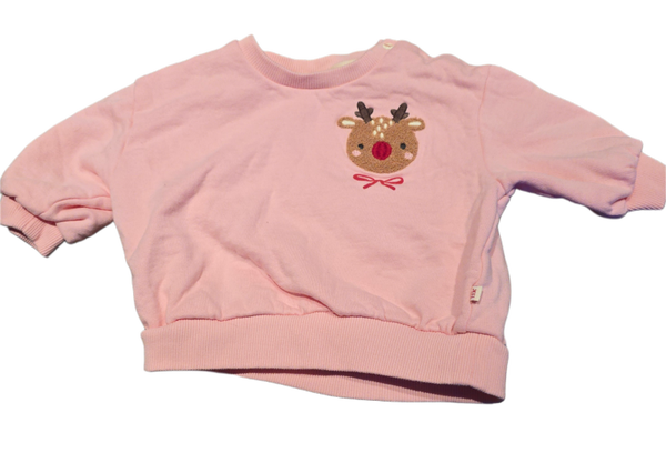 Babypullover rosa Rentier 68