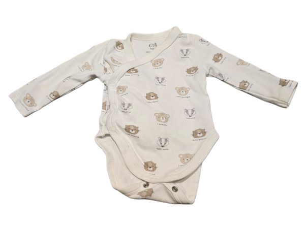 Babybody Bär weiss 56