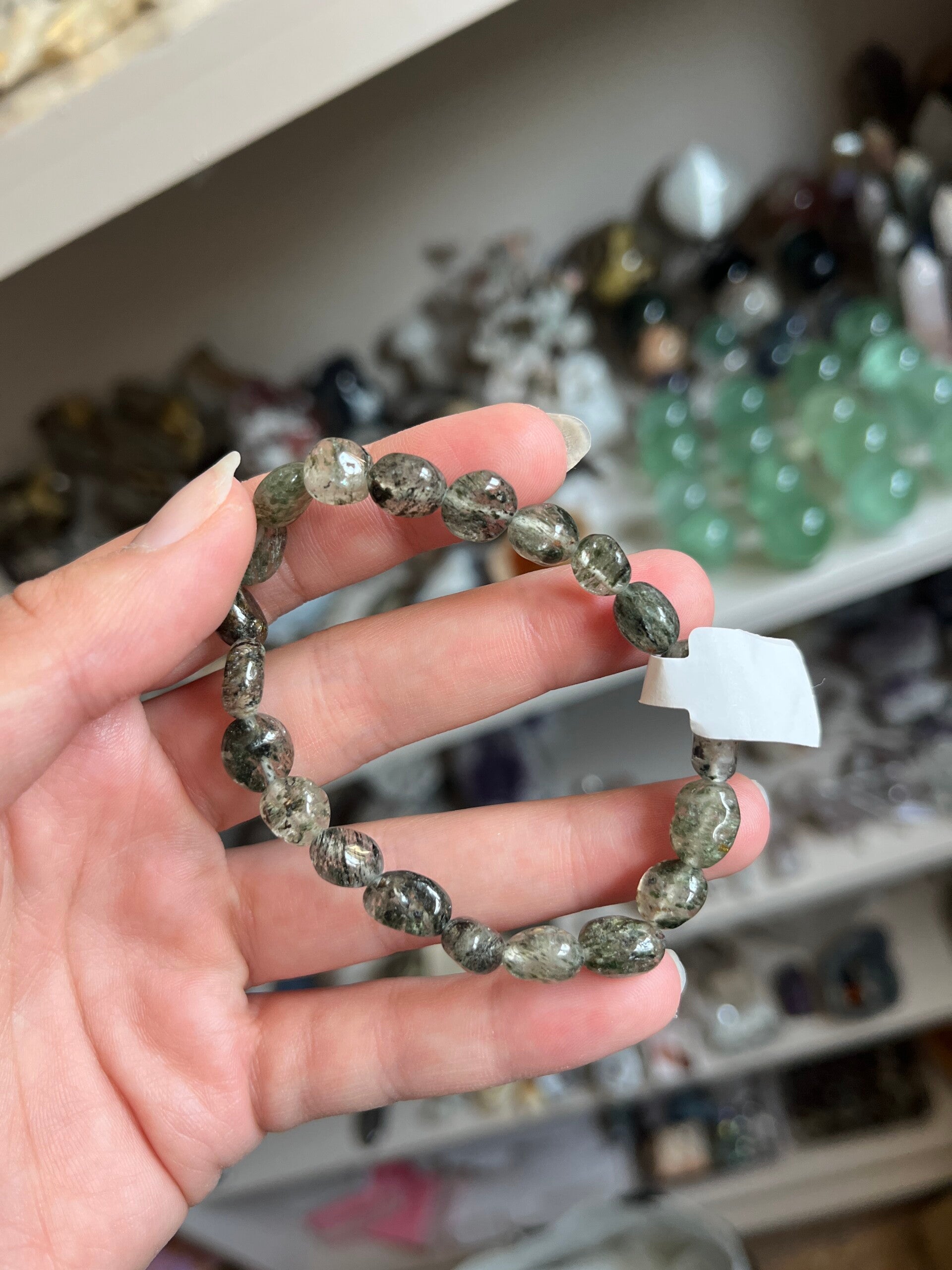 Chloriet in kwarts armband getrommeld