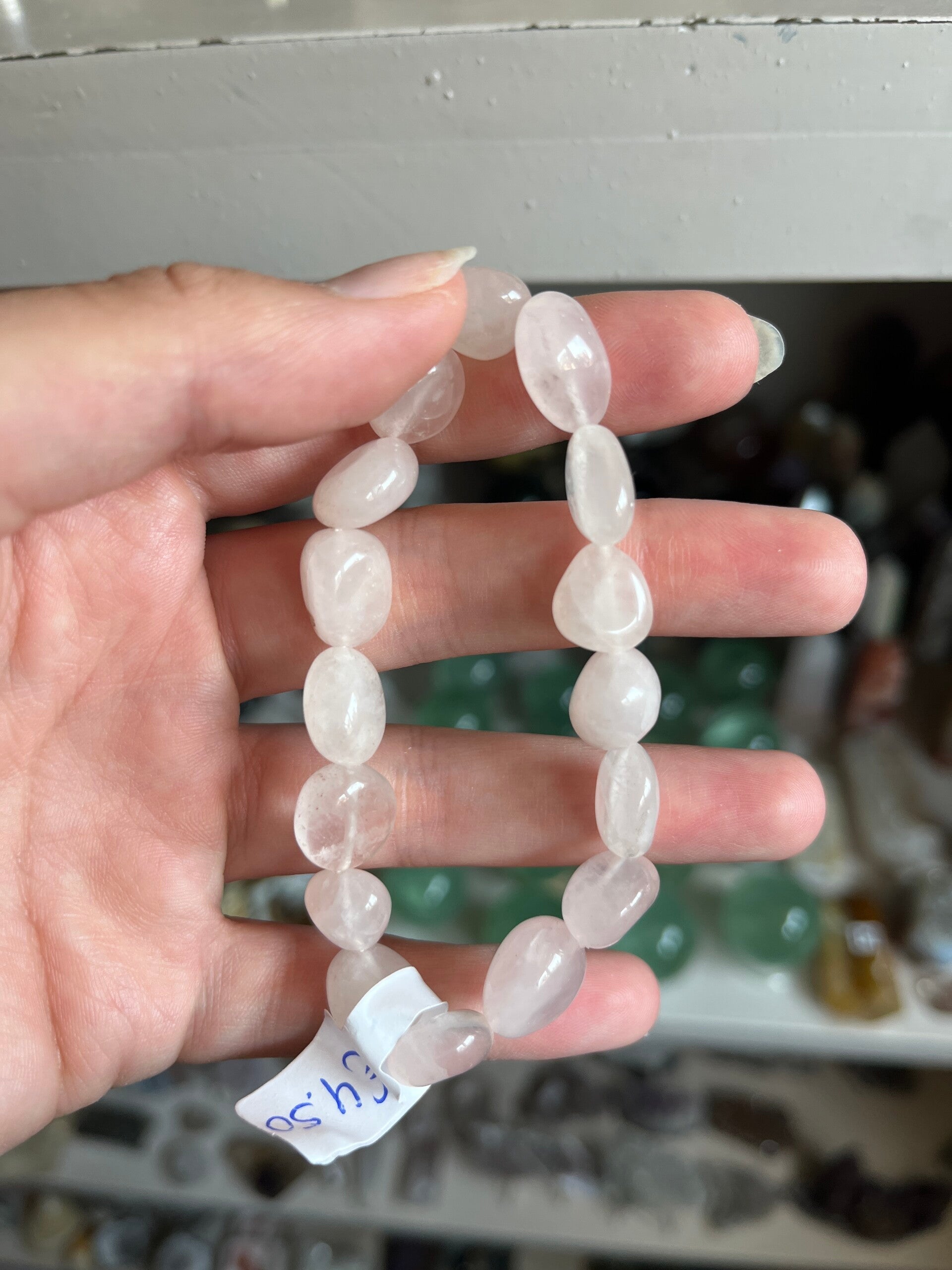 Rozenkwarts armband getrommeld