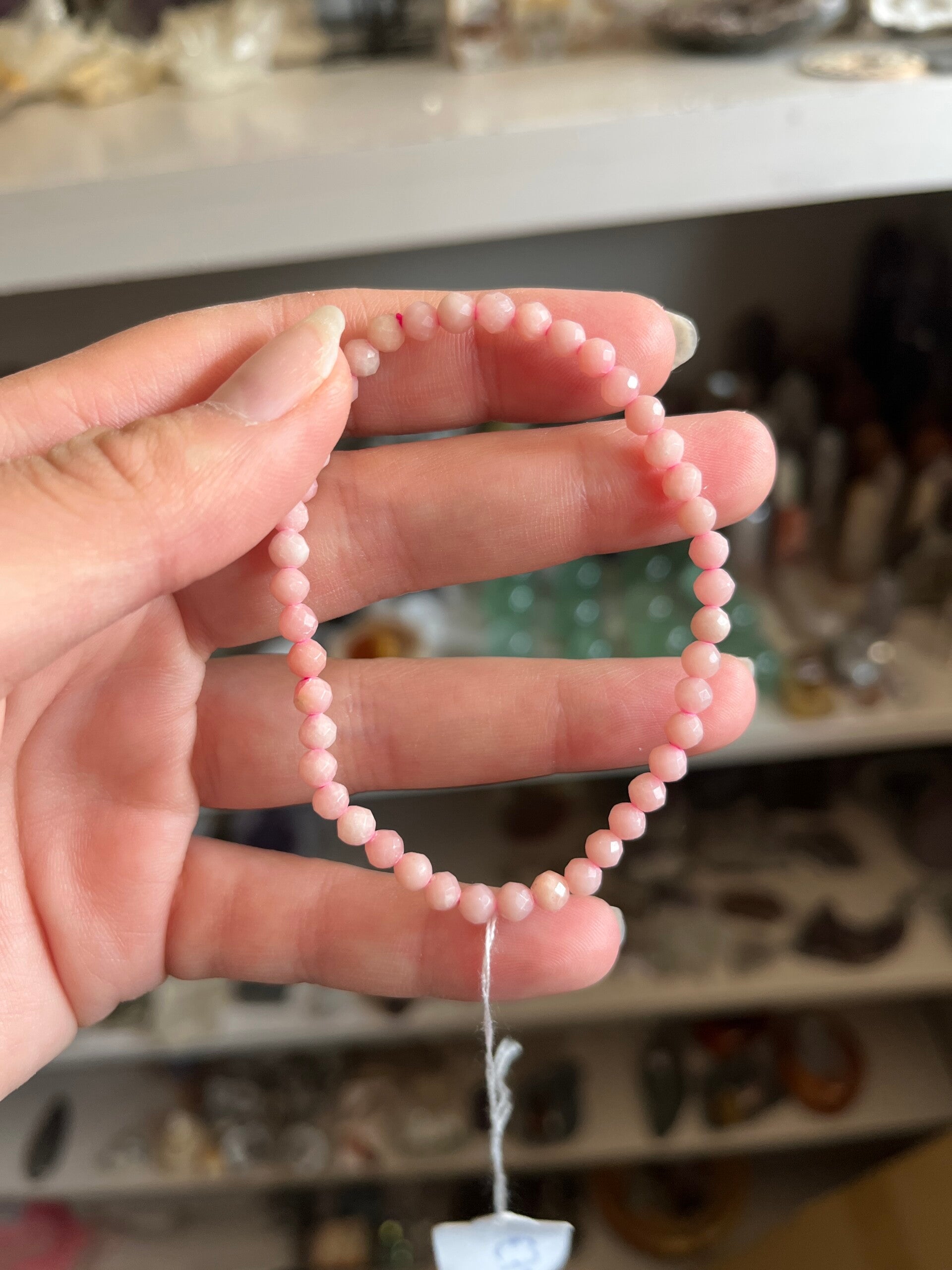 Roze opaal facet geslepen armband 4MM