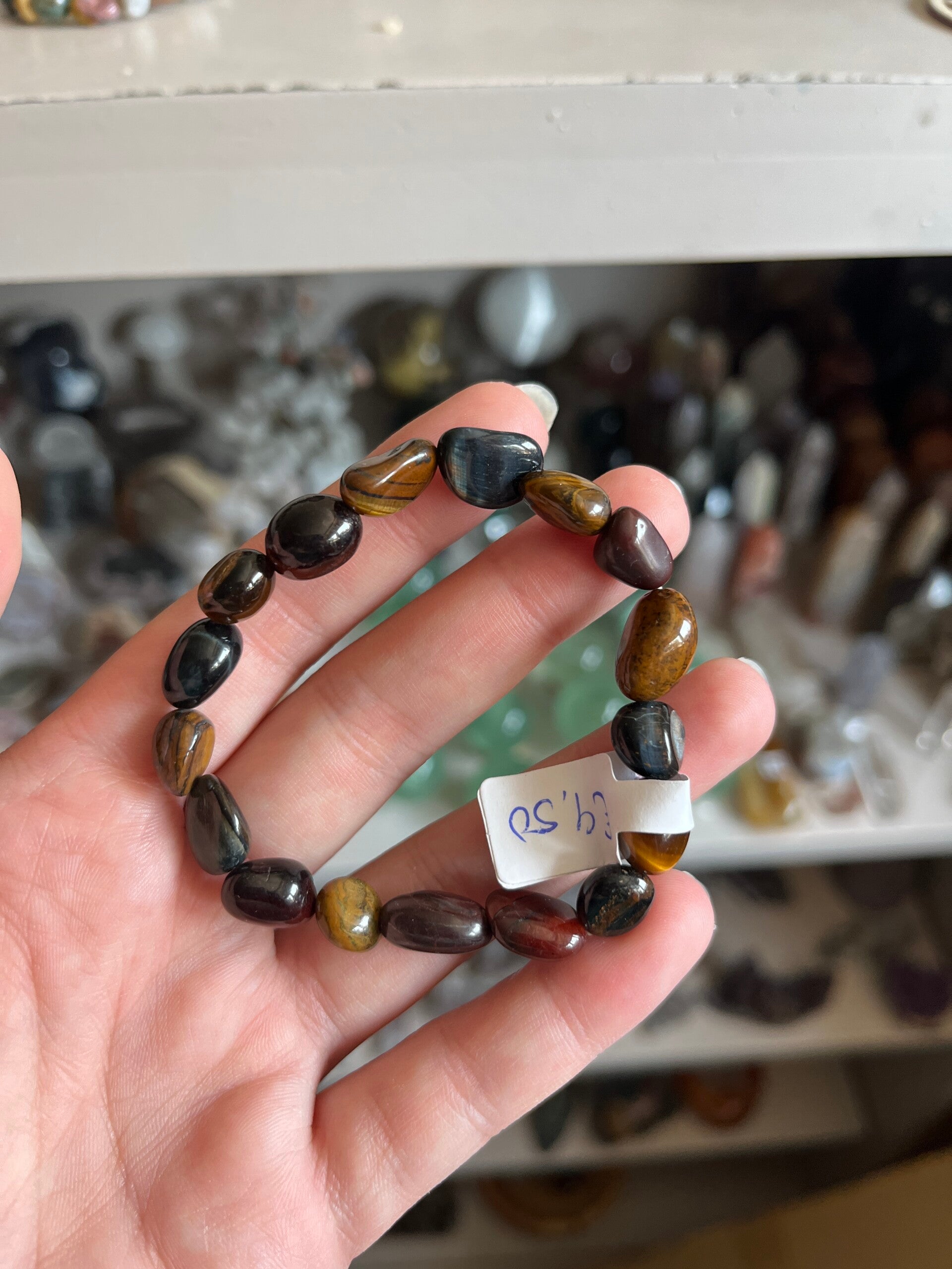 Tijgeroog mix armband getrommeld