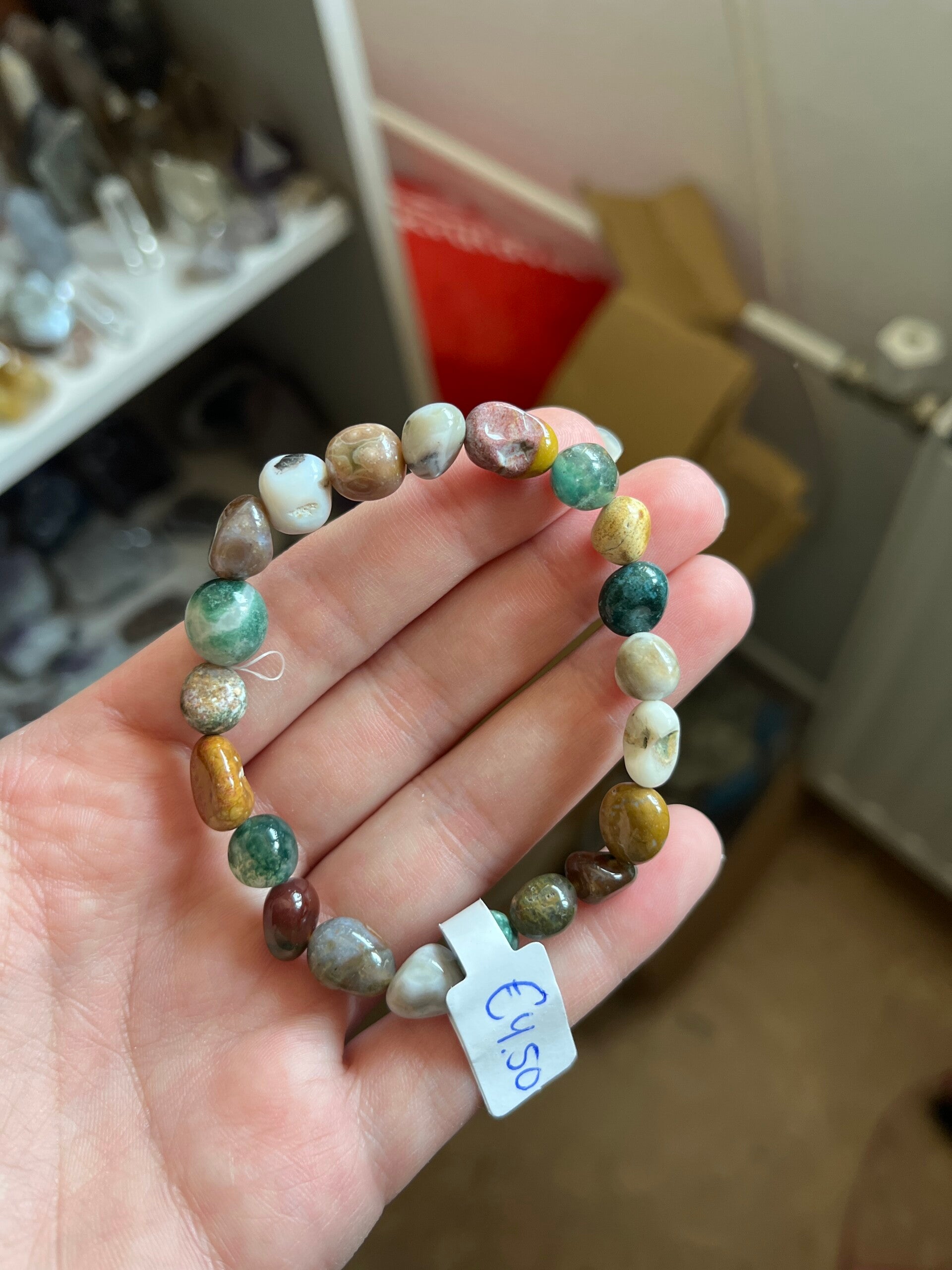 Oceaan jaspis armband getrommeld