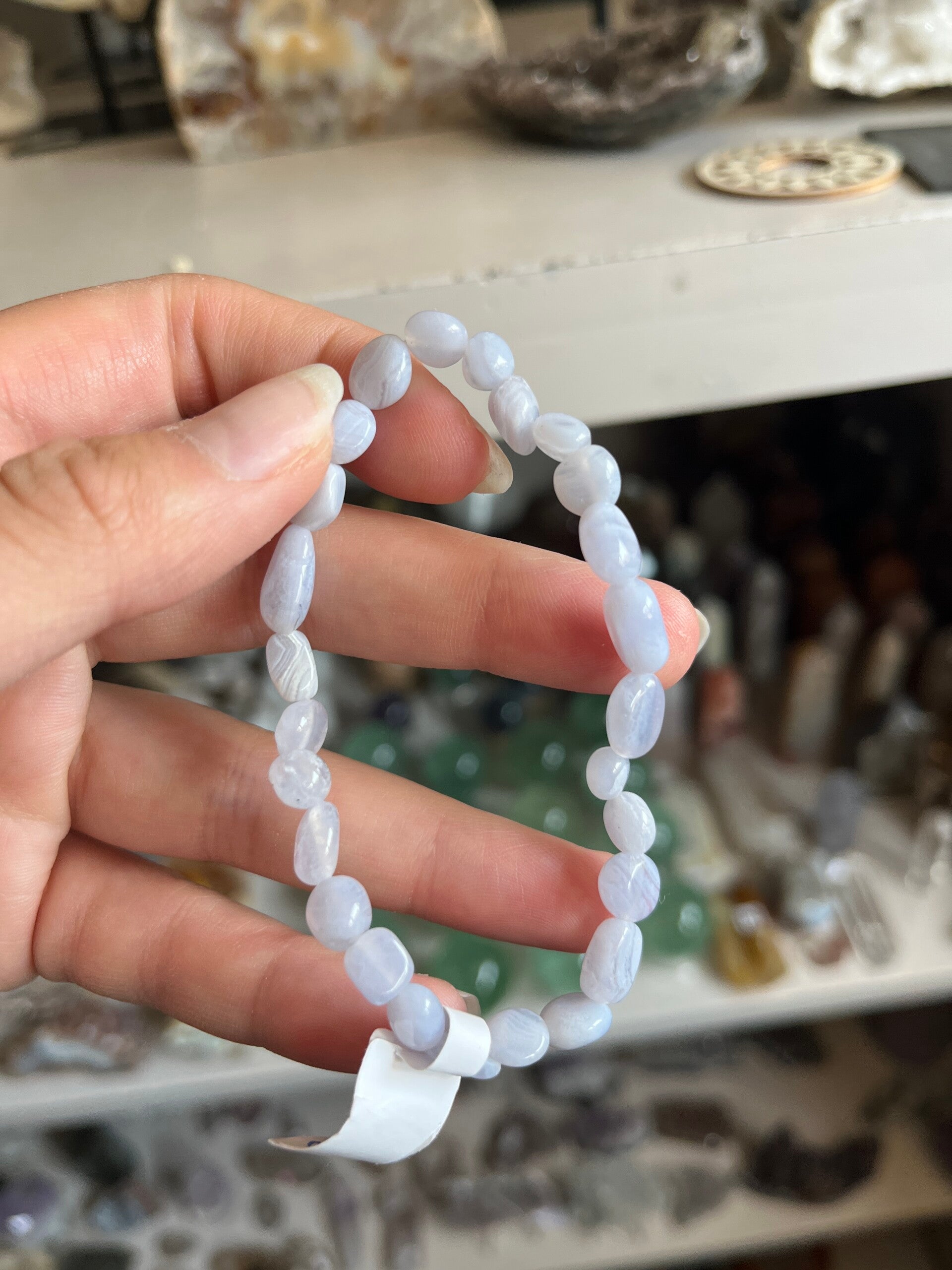 Blue lace agaat armband getrommeld