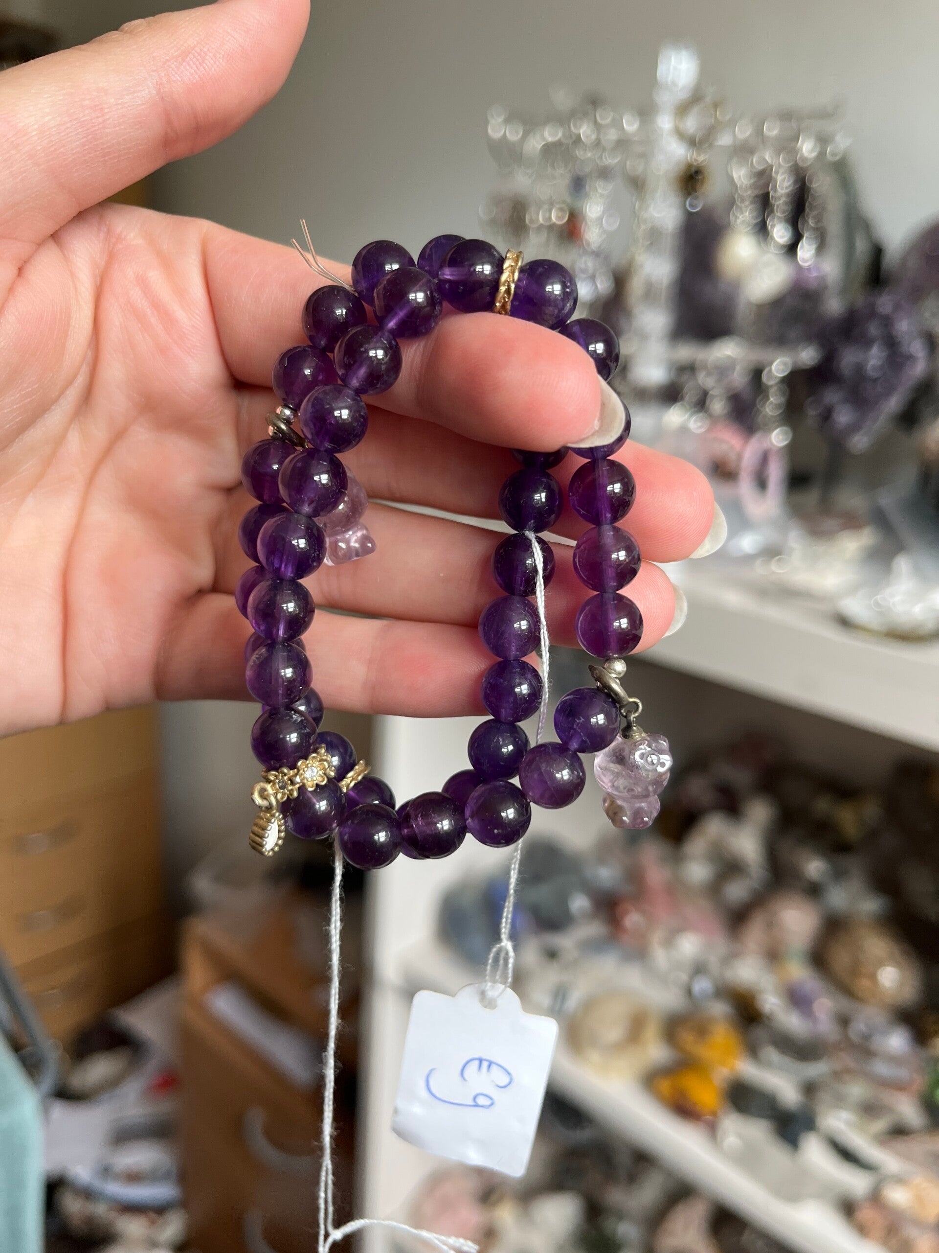 Amethist met hello kitty armband 8MM