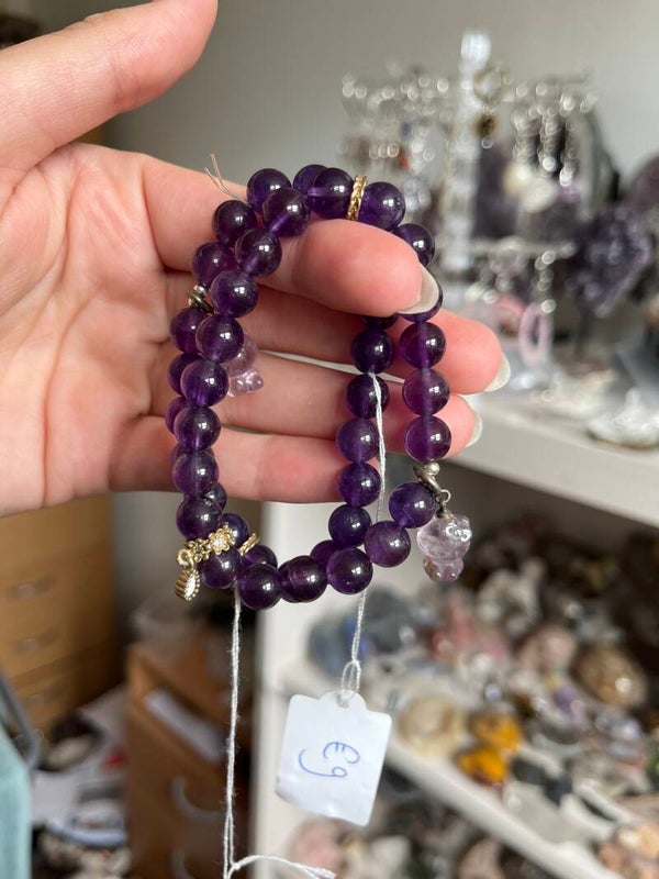 Amethist met hello kitty armband 8MM