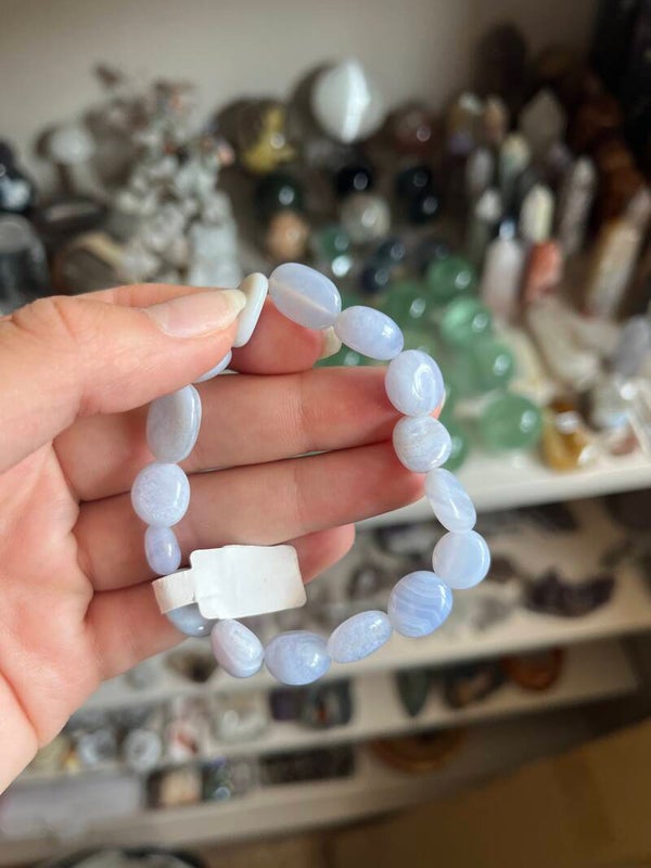 Blue lace agaat armband getrommeld