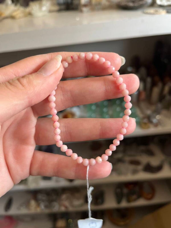 Roze opaal facet geslepen armband 4MM