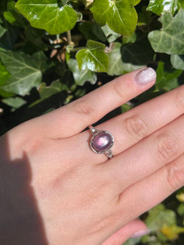 Lepidoliet ring zilverkleurig