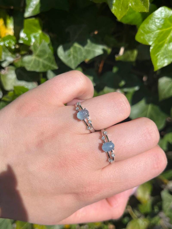 Aquamarijn ring zilverkleurig