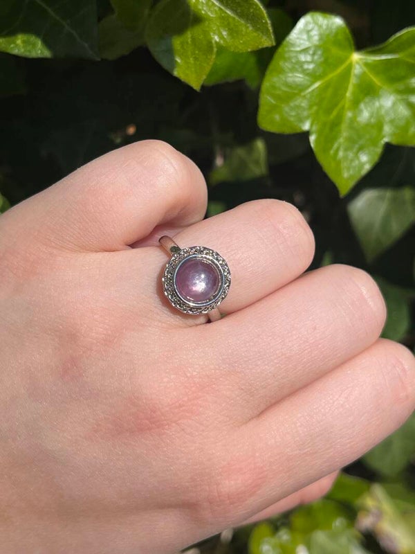 Lepidoliet ring zilverkleurig