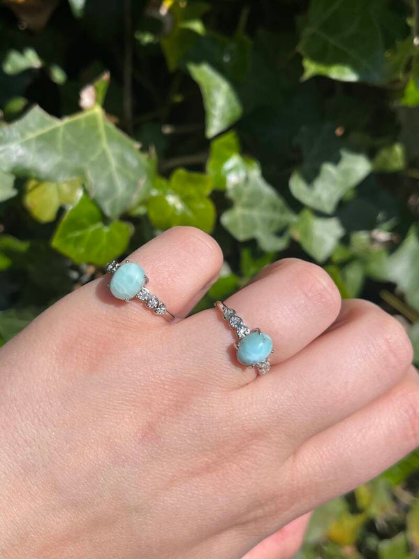 Larimar ring zilverkleurig