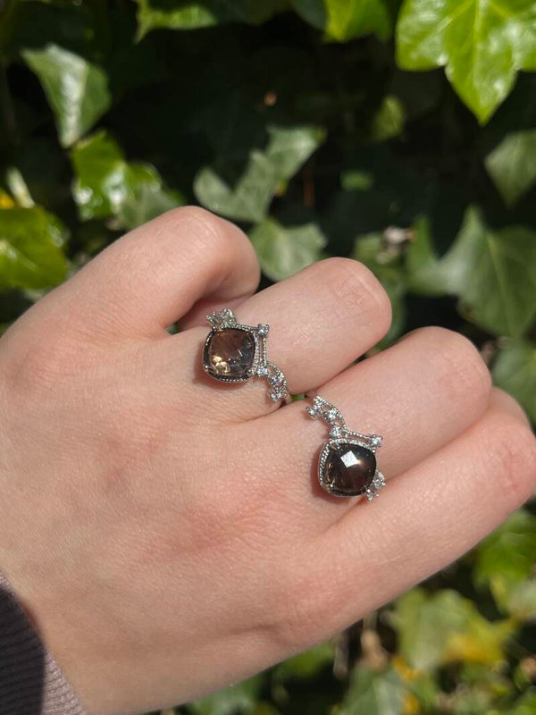 Rookkwarts ring zilverkleurig