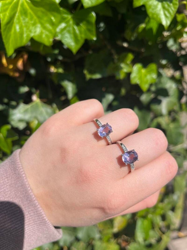 Amethist ring zilverkleurig