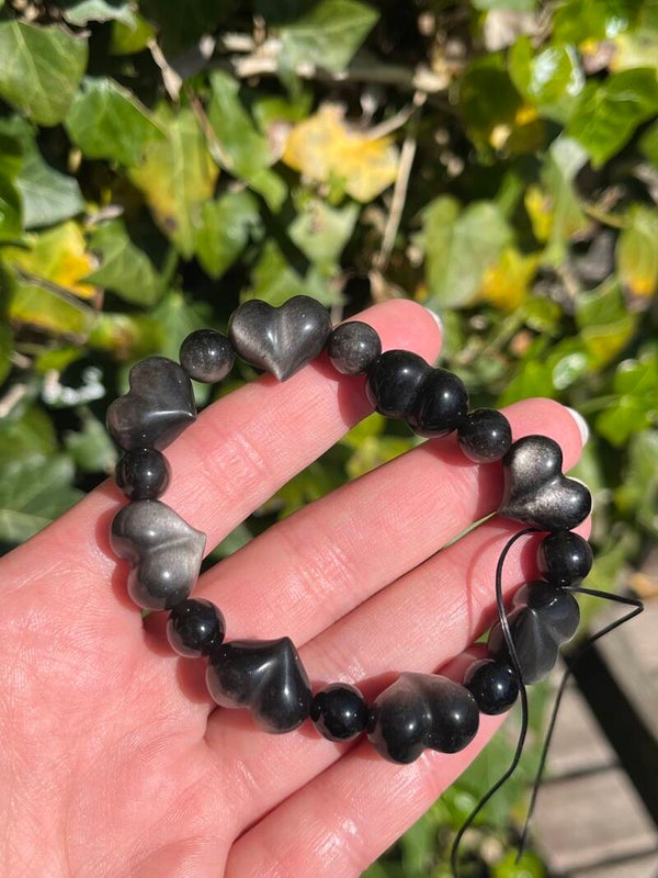 Zilver obsidiaan armband