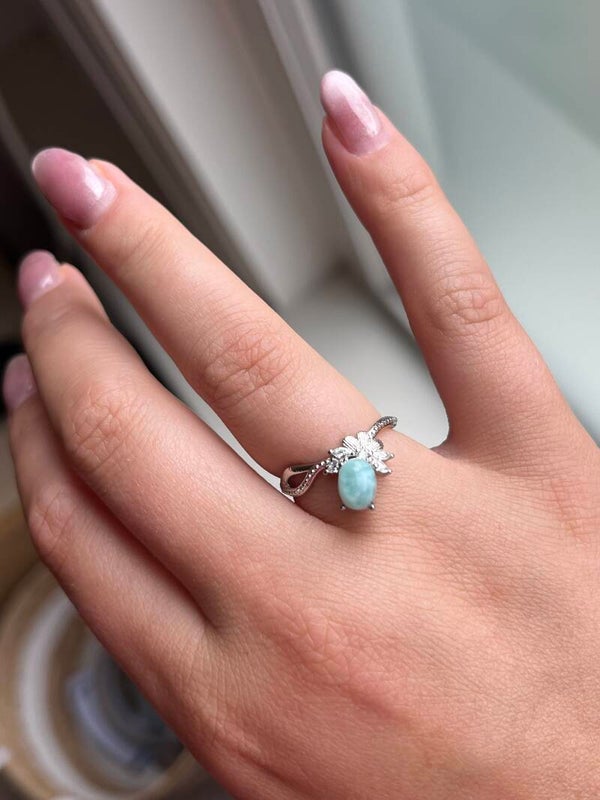 Larimar ring zilverkleurig