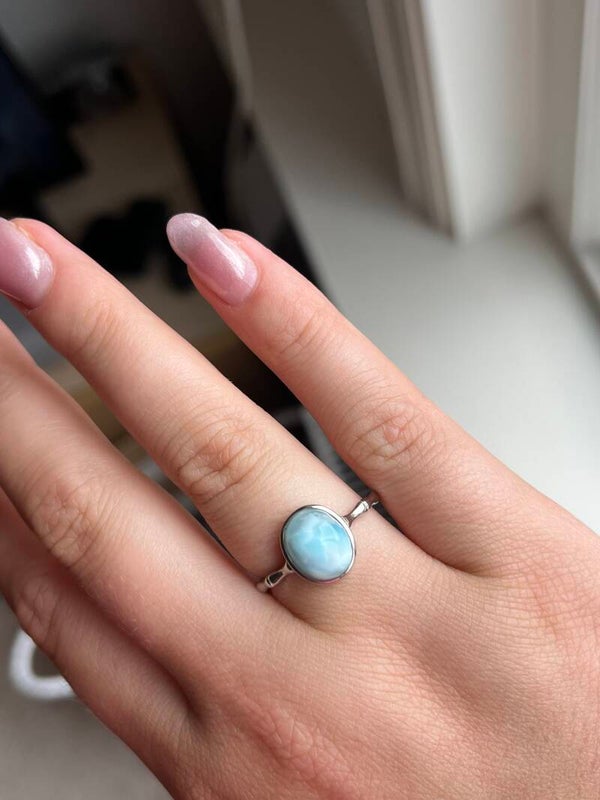 Larimar ring zilverkleurig