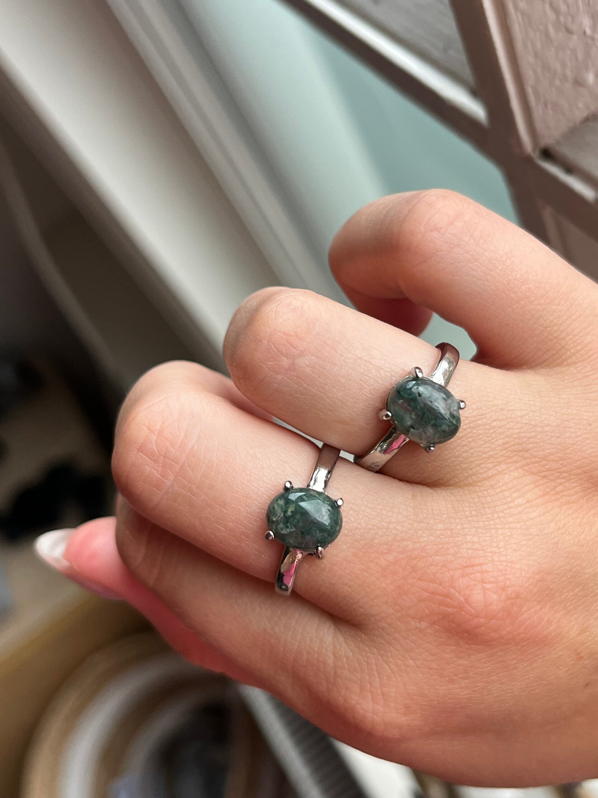 Mosagaat ring zilverkleurig