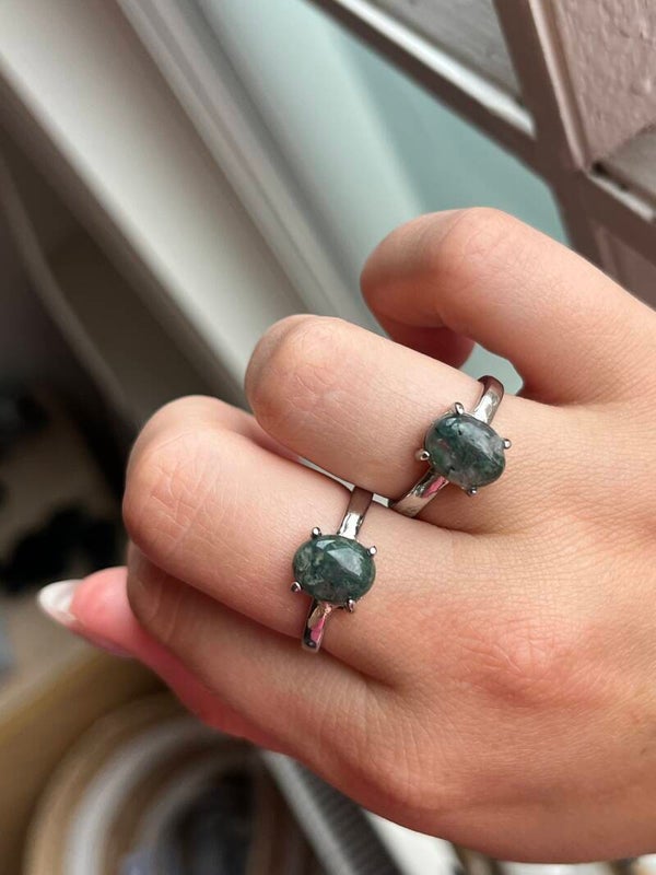 Mosagaat ring zilverkleurig