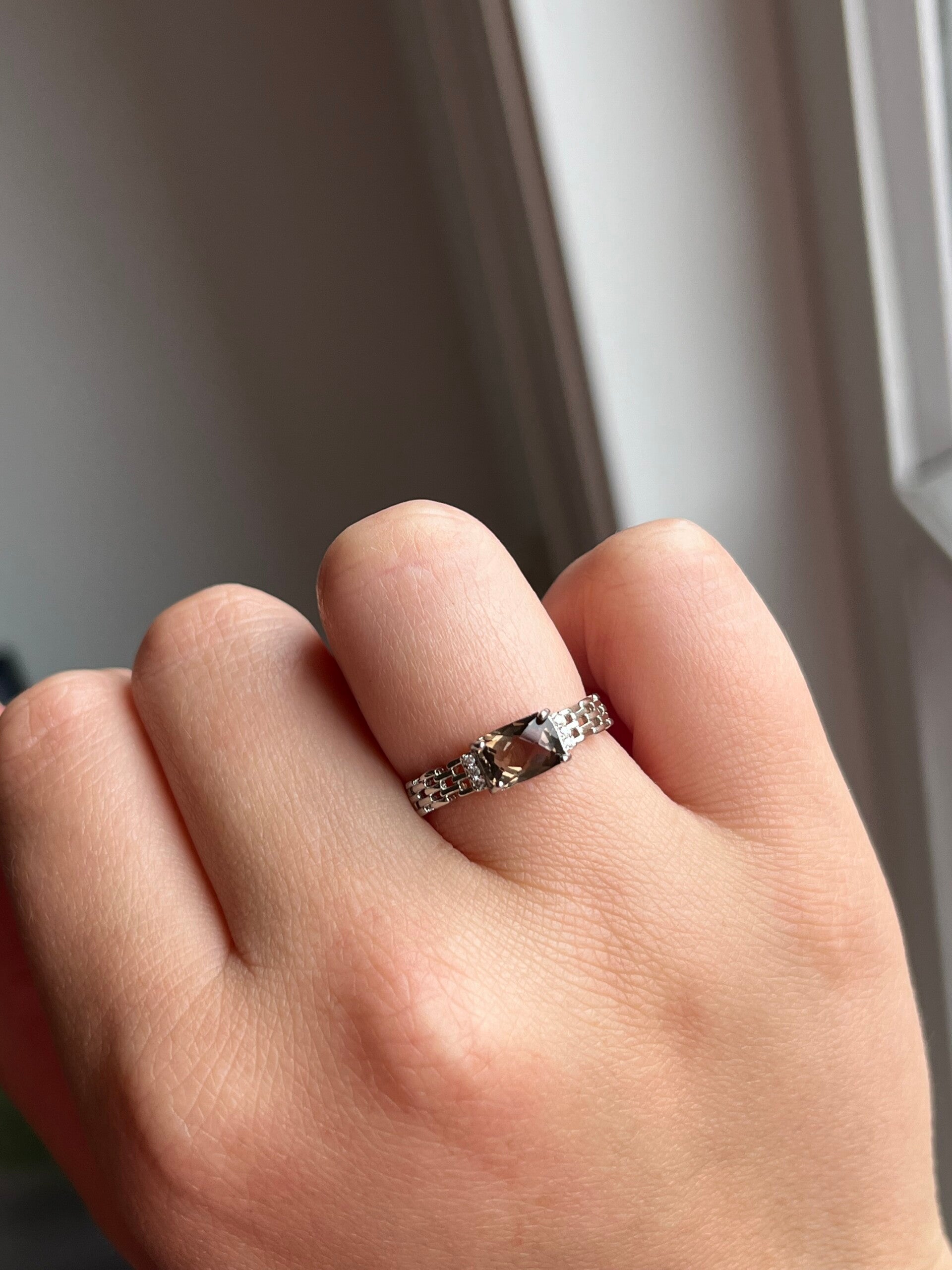 Rookkwarts ring zilverkleurig