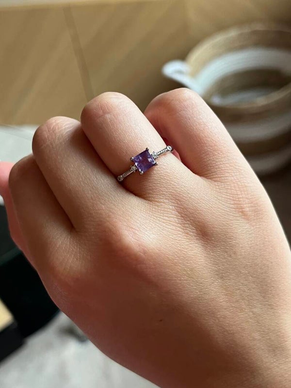 Amethist ring zilverkleurig