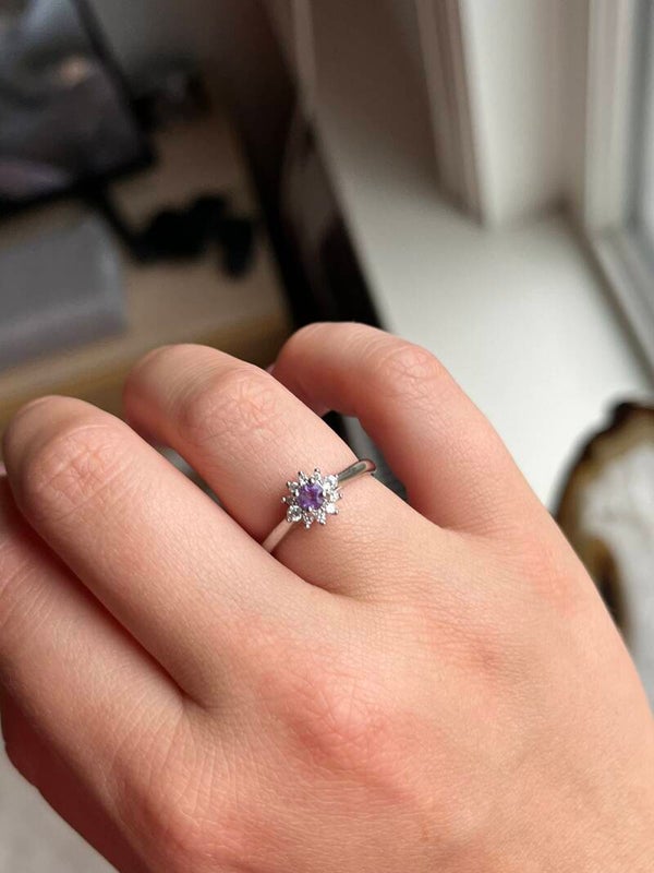 Amethist ring zilverkleurig