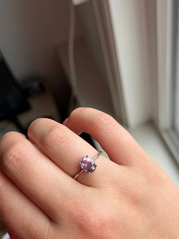 Amethist ring zilverkleurig