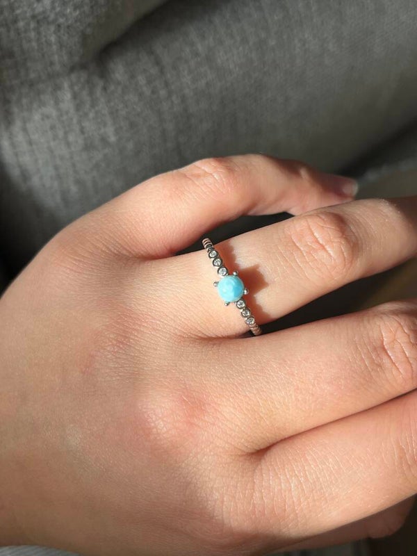 Larimar ring zilverkleurig