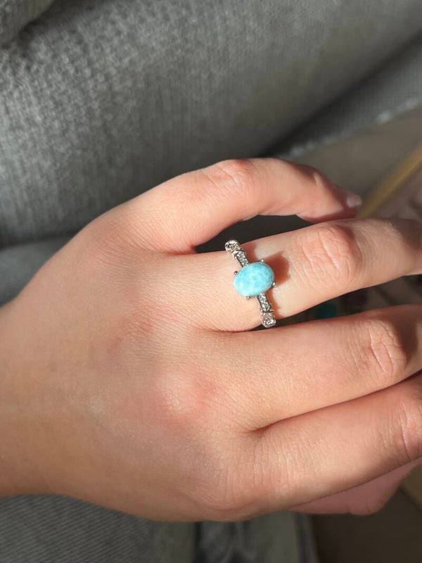 Larimar ring zilverkleurig